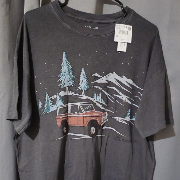 American Eagle Ford Bronco  Gray Outdoors Mountain Graphic Shirt Mens Size M NWT - Picture 1 of 5